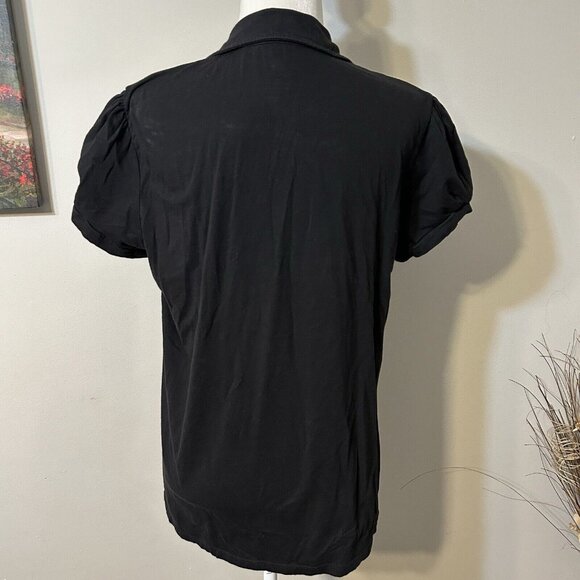 Faded Glory Women Black Polo Shirt Top Short Sleeve V Neck Buttons Size 1X 16W - Picture 2 of 6